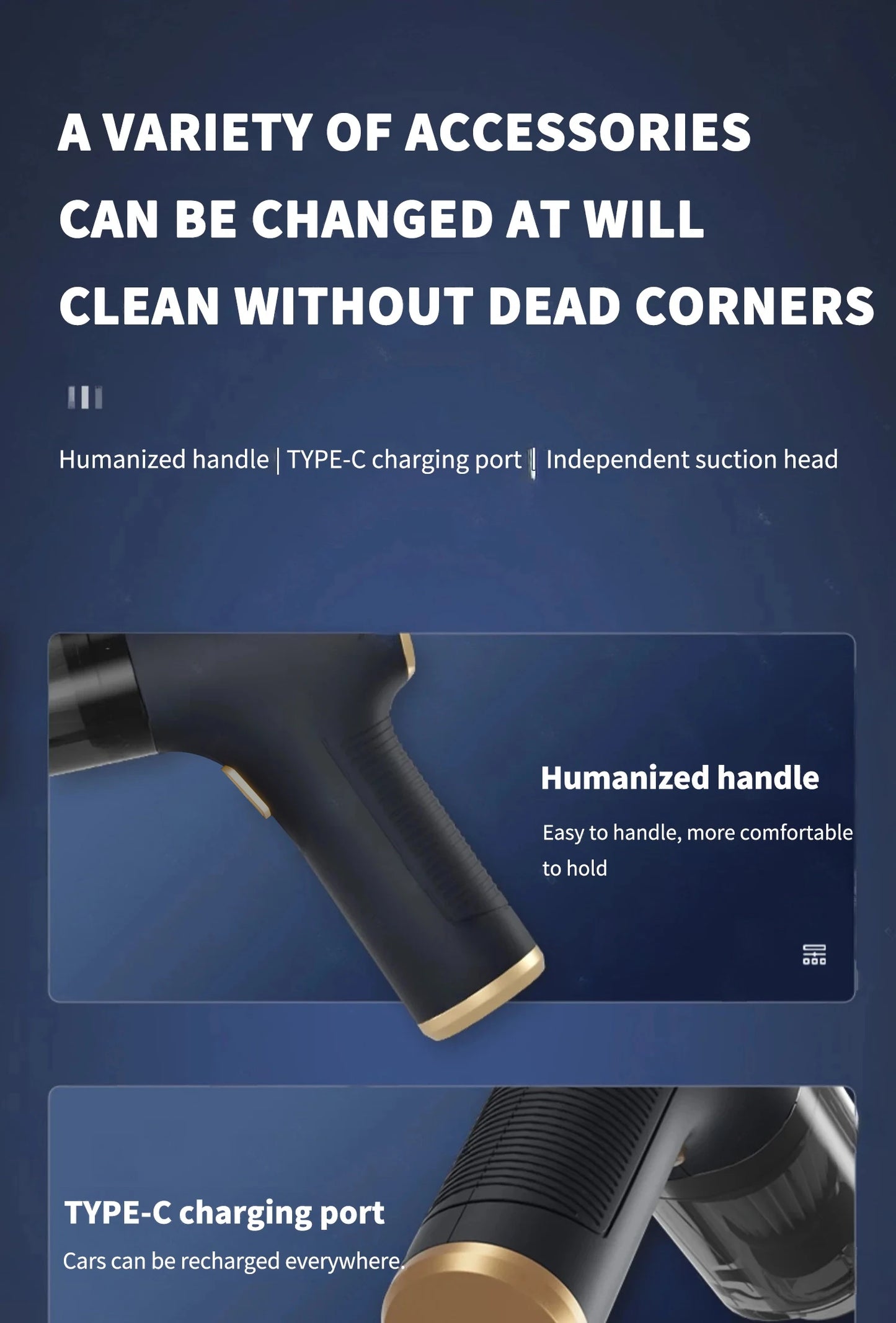 CENRR 98000PA Car Vacuum Cleaner Portable Wireless Cleaner Powerful Strong Suction Handheld Cleaning Machine for Home Appliance